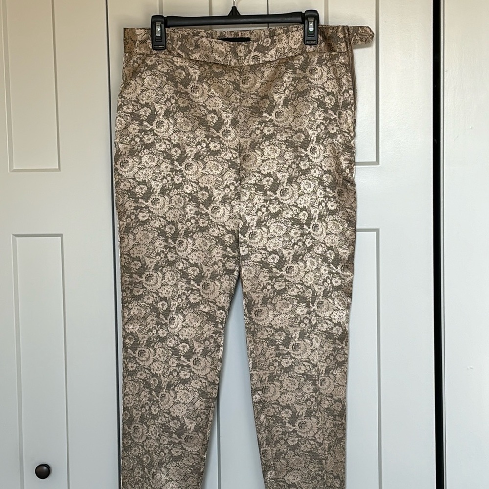 Talbots Beige Floral Straight-Leg Pants